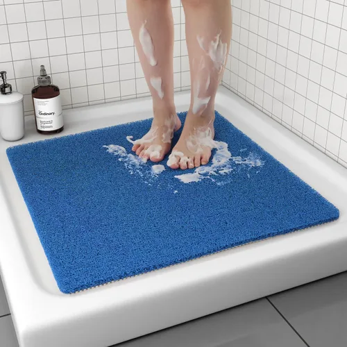 Vista 10 de Tapete de ducha antideslizante, cómodo tapete de baño para superficie texturizada, secado rápido, fácil limpieza, tapete de ducha para áreas Beige