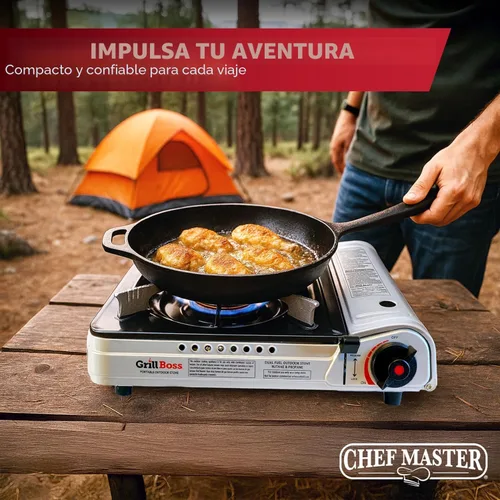 Vista 8 de Grill Boss - Estufa portátil de combustible doble, estufas de butano y propano de combustible dual, estufa de campamento de butano de 12 K BTU
