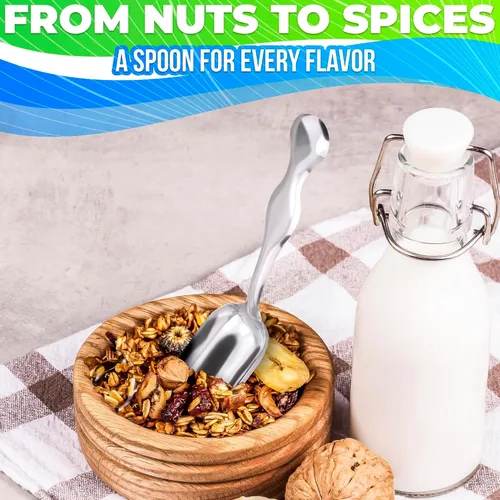 Vista 8 de 20 cucharadas pequeñas para botes – Mini cucharadas para dulces, 5.8 pulgadas de longitud de acero inoxidable pequeñas cucharas de alimentos