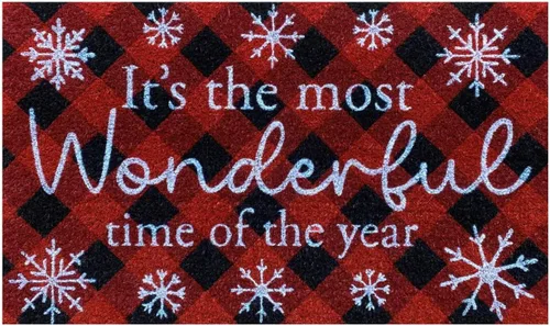 Vista 8 de Briarwood Lane - Felpudo de fibra de coco natural a cuadros con árboles de invierno