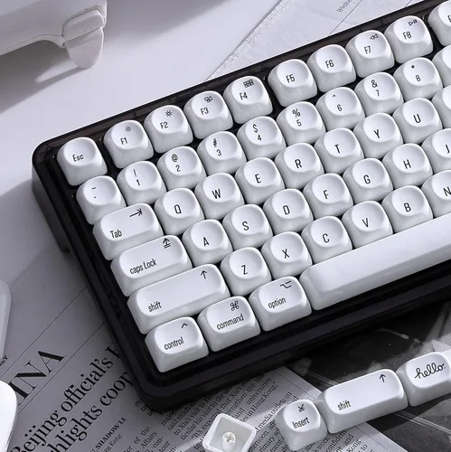 Vista 20 de dagaladoo Juego de teclas topográficas negras, perfil MOA PBT tapas 100 por ciento, teclado personalizado Dye-Sub de 129 teclas para teclado