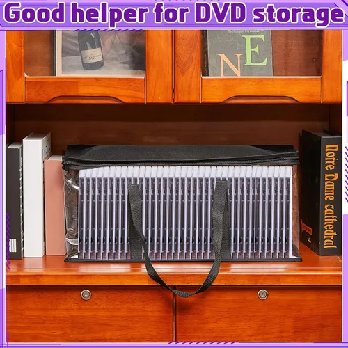 Vista 6 de Cunno Paquete de 12 bolsas de almacenamiento de DVD de PVC transparente para DVD, CD, álbumes, libros, caja VHS, fundas de películas, discos