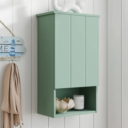 Vista 10 de VANIRROR Armario de pared negro de 24 x 30 pulgadas, armarios de almacenamiento de madera sobre el inodoro con 2 puertas, gabinetes