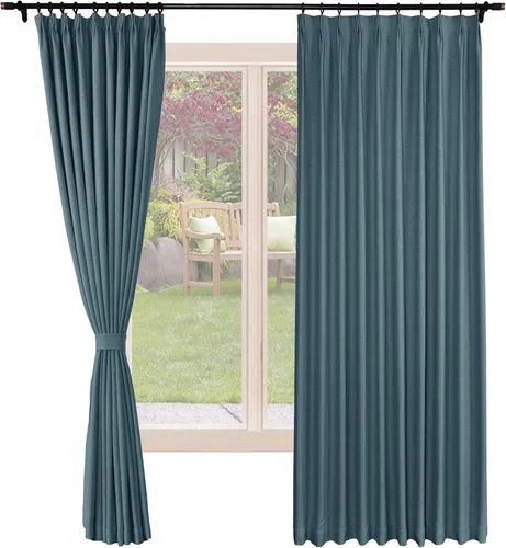 Vista 13 de Frelement Cortinas opacas de lino natural, paneles de cortinas plisadas para sala de estar, cortinas con aislamiento térmico, 52 pulgadas de ancho x