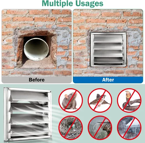 Vista 5 de Cubierta de ventilación de secadora de metal de 4 pulgadas para casa, ventilación de secadora de acero inoxidable de alta calidad con junta de goma