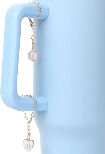 Vista 7 de HOMICO 2 piezas de cadena de letras redondas en forma de corazón para Stanley Cup, accesorios de cadena de letras con nombre personalizado para vaso