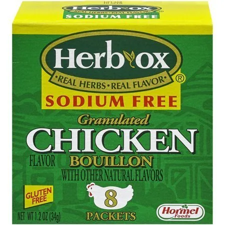Vista 4 de Paquete de caldo granulado con sabor a pollo sin sodio Herb-Ox, caja de 8 unidades (paquete de 2)