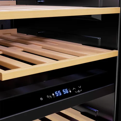 Vista 7 de Empava Refrigerador de vino de doble zona de 15 pulgadas con puerta de vidrio reversible, refrigerador independiente con luz LED, control táctil