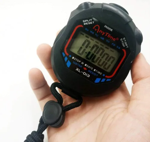 Vista 6 de Cronómetro digital de mano multifunción profesional portátil electrónico LCD cronógrafo cronógrafo cronómetro cronómetro reloj deportivo