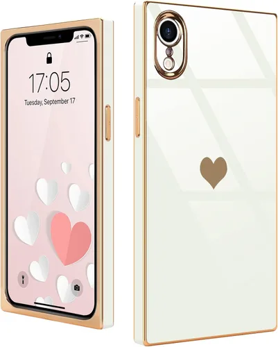 Vista 58 de Funda compatible con iPhone 11, rectangular, bonita carcasa dorada chapada en oro, de lujo, con corazón de amor, para mujeres y niñas, a prueba