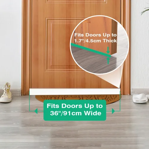 Vista 16 de Lewondr Door Draft Stopper 36 Inch Waterproof Under Door Draft Noise Blocker Soundproof Cuttable Trapezoid Strong Adhesive Weather Stripping Door