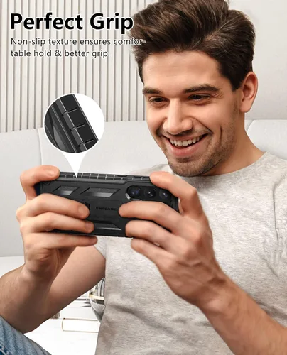 Vista 7 de FNTCASE Funda para Samsung Galaxy S23-Ultra: protección de grado militar a prueba de caídas cubierta móvil con soporte TPU resistente a prueba