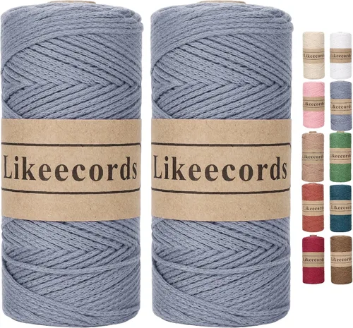 Vista 20 de Likeecords 100% Hilo de Ganchillo de Algodón Cordón de Bolsa de 2mm 170m Cordón de Macramé de 2mm Hilo de Crochet Cuerda de Macramé Regalo para Verde