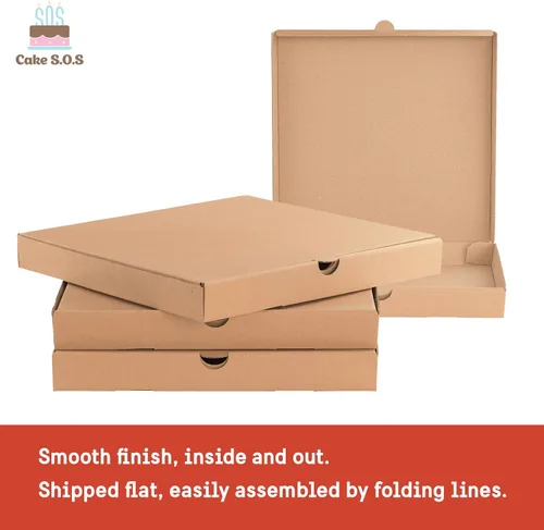 Vista 2 de Cajas de pizza de cartón corrugado Kraft de 12 x 12 x 1.75 pulgadas (paquete de 12)
