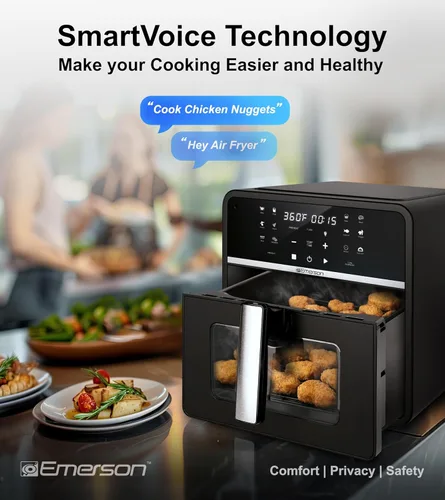 Vista 7 de Emerson Freidora de aire SmartVoice 10QT 6 en 1, más de 1000 comandos de control de voz, más de 100 alimentos reconocidos, sin aplicación, sin WIFI