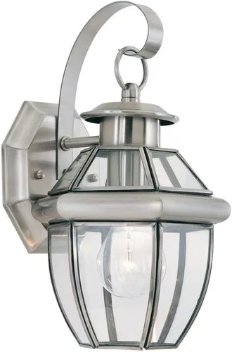 Sea Gull Lighting 8037-965 Lancaster - Farol de pared para exteriores, luminoso, níquel cepillado antiguo