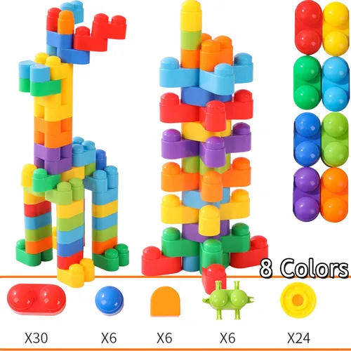 Vista 2 de RAINBOW TOYFROG Juguetes de bloques de construcción para niños pequeños, juguetes STEM de desarrollo educativo, juguetes de construcción