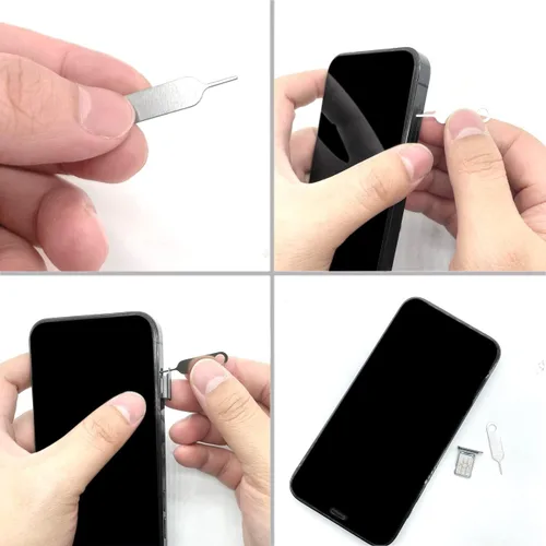 Vista 3 de Bandeja de repuesto para tarjeta SIM compatible con iPhone 11 2019, 6.1 pulgadas, 1 soporte de bandeja de metal para tarjeta SIM con anillo de junta