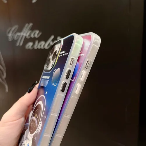 Vista 5 de Yonds Queen Funda compatible con iPhone 11, diseño elegante de caricaturas de astronauta espacial y luna con purpurina láser, elegante protección