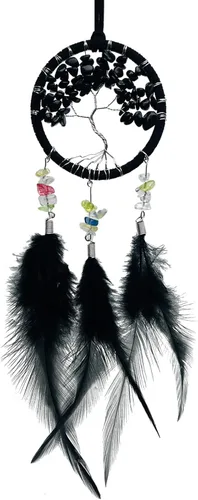 Atrapasueños negro para espejo retrovisor de coche, accesorios de espejo retrovisor hecho a mano, pequeño atrapasueños decoración colgante regalos