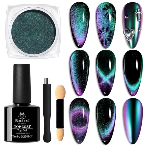 Vista 13 de Beetles Polvo de Uñas Cromado Blanco para Uñas de Gel, Polvo de Uñas Cromado Perlas, Polvo de Uñas con Efecto Espejo, Polvo de Uñas de Gel