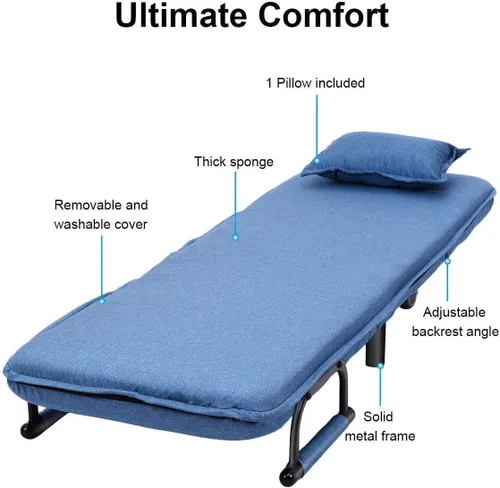Vista 7 de Moccha - Sofá cama plegable convertible de 26.5 pulgadas, sillón reclinable para sala de estar, dormitorio, oficina (azul)