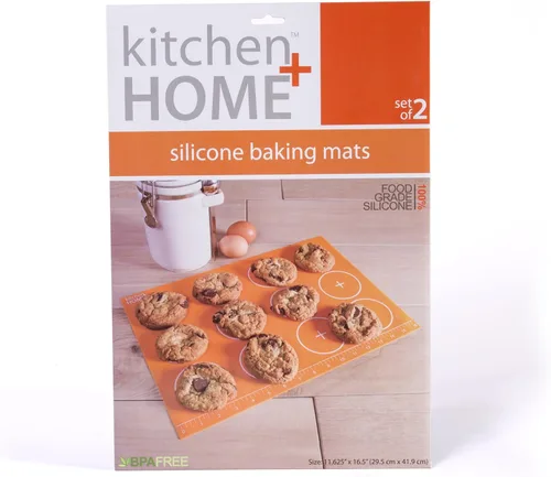 Vista 6 de Kitchen + Home - Juego de 2 alfombrillas de silicona antiadherentes, sin BPA, de silicona de grado alimenticio, para bandeja de galletas