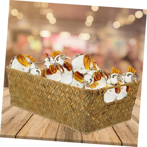 Vista 3 de COHEALI Cesta de escritorio de gran capacidad tejida a mano cestas de almacenamiento decorativas de paja