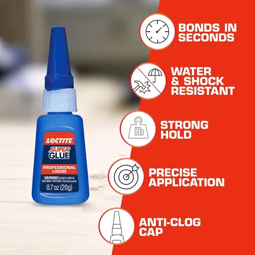 Vista 5 de Loctite Super Glue Professional Liquid, 20 Gram Bottle, 1 Pack - Clear Superglue for Plastic, Wood, Metal, Crafts, & Repair, Instant Glue Adhesive