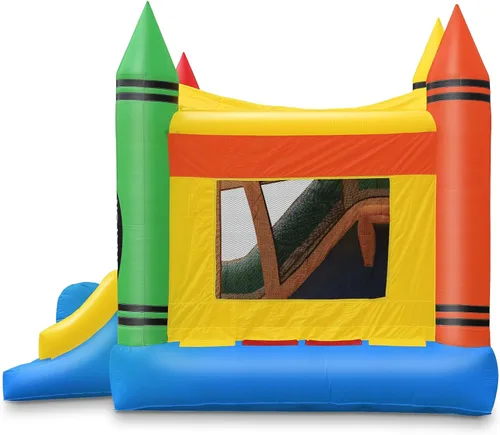 Vista 3 de Cloud 9 Castillo de crayón de grado comercial con tobogán y soplador - 100% PVC 18' x 17' gorila inflable