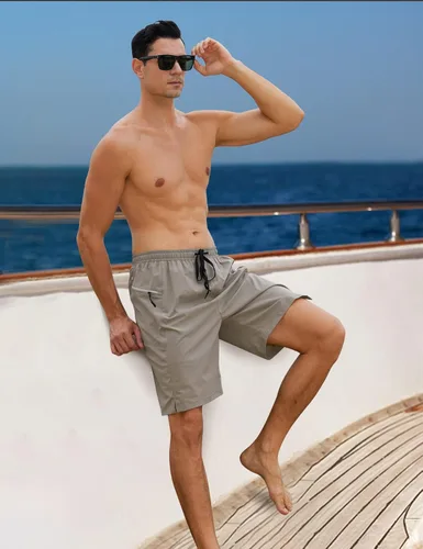 Vista 4 de Cozople Traje de baño para hombre con forro de compresión 2 en 1, 9 pulgadas, secado rápido, con bolsillos con cremallera