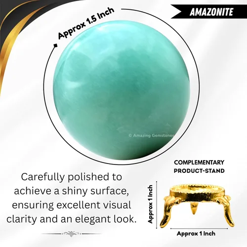Vista 3 de Amazing Gemstone Bola de cristal de Yaxaita con soporte, bolas de meditación de esfera de cristal de 1.5 pulgadas para brujería y bolas decorativas