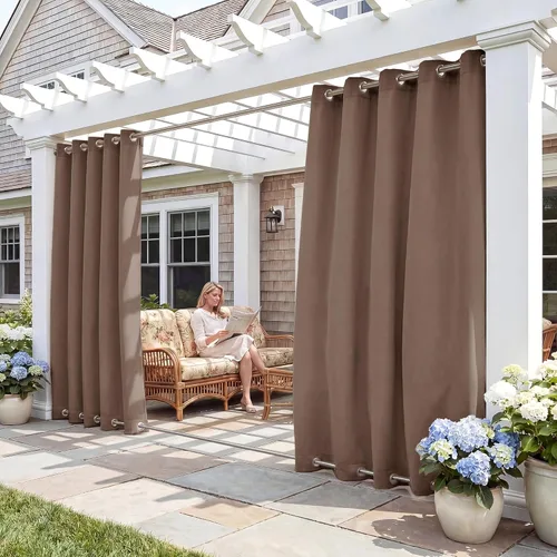 Vista 17 de RYB HOME Cortinas resistentes al viento para exteriores, cortinas opacas impermeables con aislamiento térmico para patio, porche, glorieta, pérgola