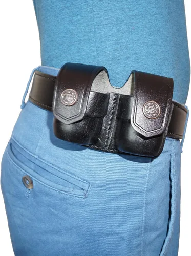 Vista 9 de Speedloader - Funda para 357 Magnum 6 y 7 disparos, 44 Magnum 5 disparos, S&W .38 Special 6 Shot - Funda de cuero auténtico, simple y doble, hecha a