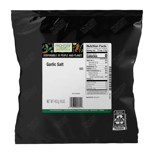 Frontier Co-op Sal de ajo con perejil, bolsa a granel de 1 libra, molida gruesa, condimento natural de sal de ajo para carne, verduras, sopas y más,