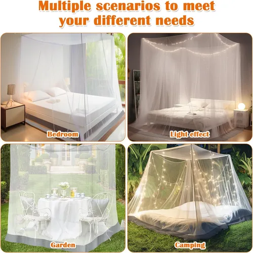 Vista 6 de Mosquitera Sublaga para cama, gran dosel blanco para cama de niñas, mosquitera colgante, ideal para decoración de dormitorio, viaje con bolsa