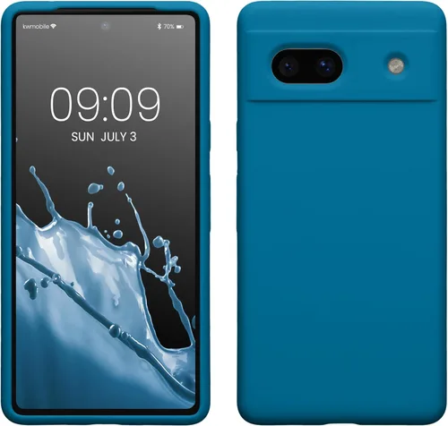 Vista 161 de kwmobile Funda Compatible con Google Pixel 6 Pro - Funda de Teléfono de Silicona TPU con Acabado Suave - Azul Caribe
