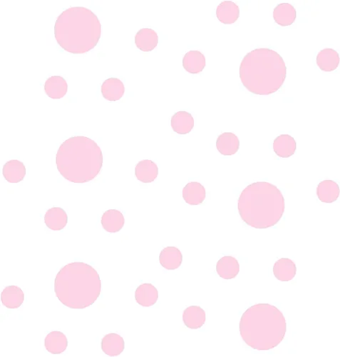Vista 3 de Pegatinas de pared de vinilo rosa bebé, círculos de 2 y 4 pulgadas (30 calcomanías)