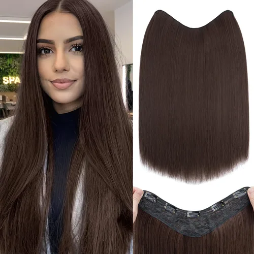 Vista 33 de S-noilite Elegante 30"(76cm) Extensiones de pelo con clip de una pieza, 3/4 de cabeza completa, 5 clips, negras naturales largas y rectas