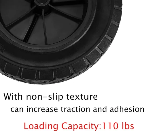 Vista 3 de 2 ruedas de mano de goma maciza de 8 x 1.75 pulgadas, ruedas universales para cortacésped para eje de 1/2 pulgada, neumáticos de repuesto