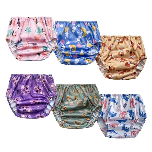 Vista 8 de BISENKID Paquete de 6 fundas impermeables de plástico para ropa interior para entrenamiento de orinal y buen elástico para ropa interior de plástico