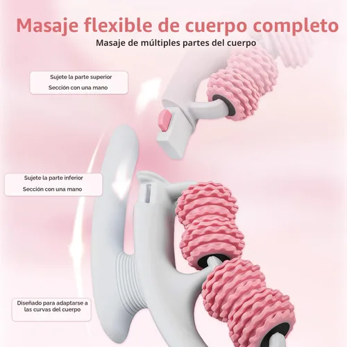 Vista 2 de Rodillo de masaje para celulitis, herramienta de drenaje linfático para masaje de fascia de tejido profundo, rodillo muscular para piernas