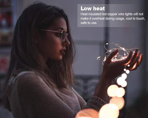 Vista 4 de MUMUXI Paquete de 24 luces de hadas con pilas, 20 luces LED impermeables de 7.2 pies, alambre plateado, luces estrelladas de luciérnaga para bodas