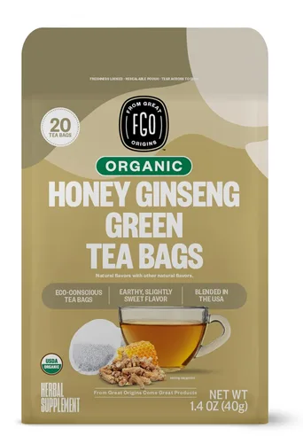 Vista 26 de FGO Té orgánico de Ashwagandha, 100 unidades, bolsitas de té de hierbas ecológicas, bolsa resellable, sin cafeína, el embalaje puede variar