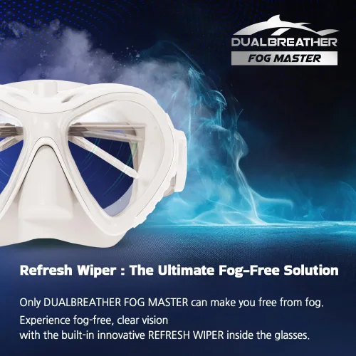 Vista 2 de DUALBEATHER FOG MASTER Máscara de buceo con cada limpiaparabrisas para antivaho y parte superior seca, juego de esnórquel, natación, buceo, gafas