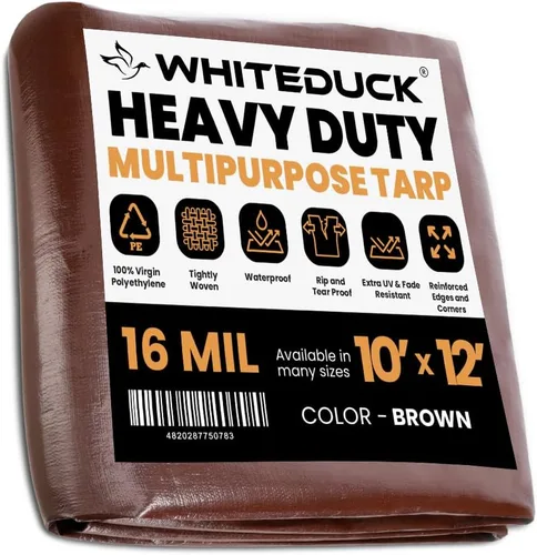 Vista 7 de WHITEDUCK Lona de polietileno súper resistente de 16 mil de grosor, 12 x 16 pies, impermeable, 100% resistente a los rayos UV, a prueba de Azul- 16