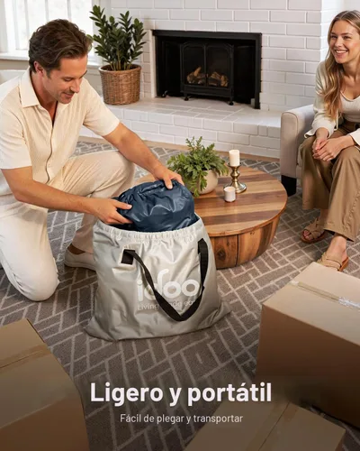 Vista 8 de iDOO - Colchón de aire tamaño Queen con bomba integrada, colchón inflable elevado de 18 pulgadas, cama de aire portátil de cuatro cámaras mejorada
