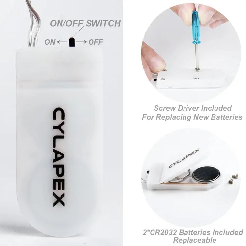 Vista 4 de CYLAPEX Paquete de 12 guirnaldas de luces multicolor que funcionan con pilas, luces de luciérnaga micro LED estrelladas en alambre de cobre plateado