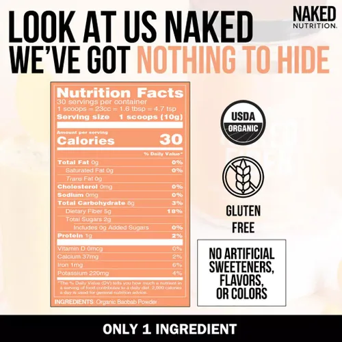 Vista 4 de Naked Suplemento de fibra orgánica de fibra en polvo Baobab