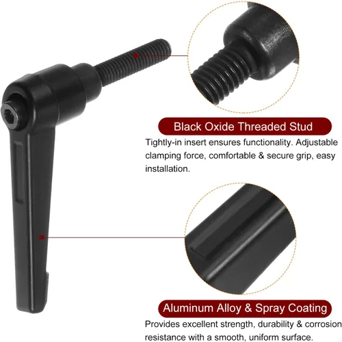 Vista 4 de HARFINGTON 6 manijas de palanca de sujeción ajustables M6 x 0.984 in de rosca macho, perillas de tornillo giratorio de bloqueo de trinquete